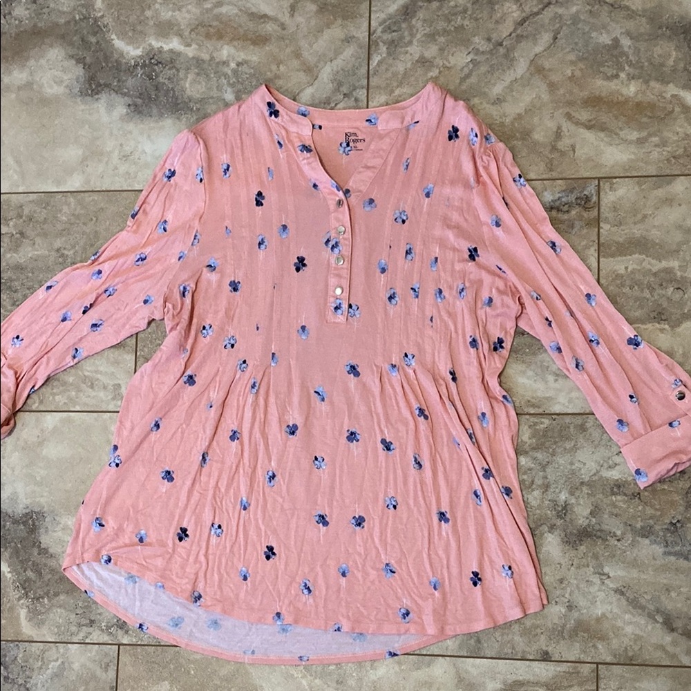 Pink and Blue Floral Top